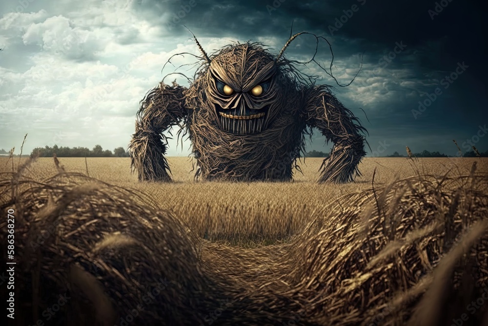 Poster beware the terrifying sentinel of straw in the field generative ai