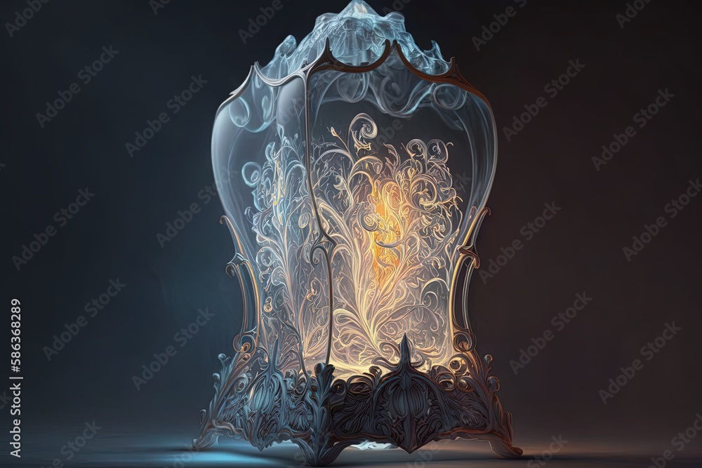 Poster blazing into splendid illumination: the ethereal glow of an object generative ai