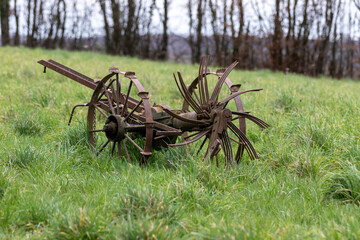 An old mechanical potato harvester.