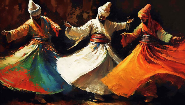 Ai Generated, Oil Painting - Sufi Dancing.