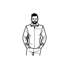 Vector line art a bearded person.