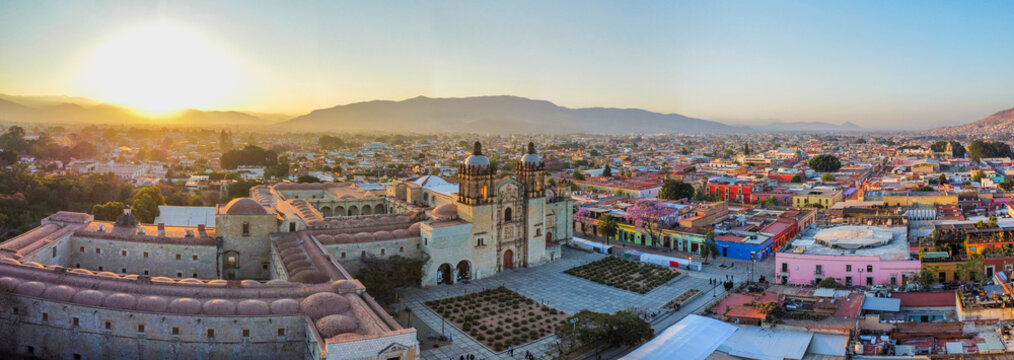 4k panorama drone photo of oaxaca city mexico, travel summer guelaguetza sunrise travel in america holidays