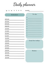 Daily planner in blue style. A4