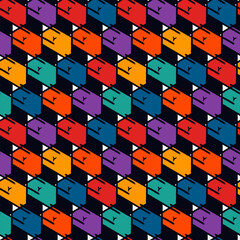Fototapeta premium Paint brush geometric seamless pattern. Artistic hand drawn modern print. Linocut style background. Ethnic ornament. Trendy contemporary geo wallpaper. Freehand abstract design. Vector artwork