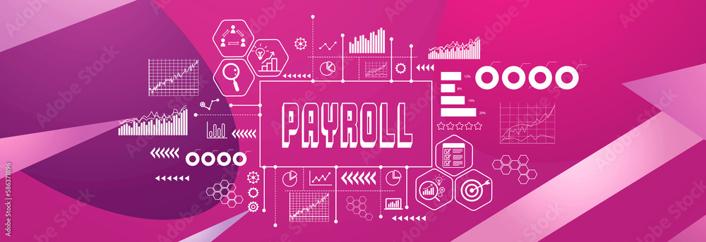 Poster payroll theme on a geometric pattern background