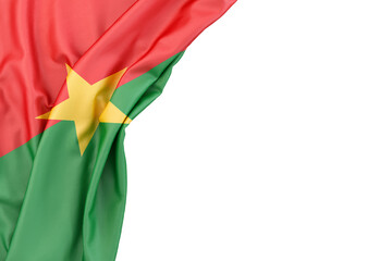 Flag of Burkina Faso in the corner on white background. Isolated. 3D Rendering - obrazy, fototapety, plakaty