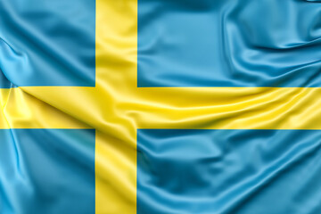 Ruffled Flag of Sweden. 3D Rendering