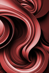 Abstract background texture of smooth, spiraling red swirls. Romantic red background image blending the character of rose flowers and swirling chocolate.