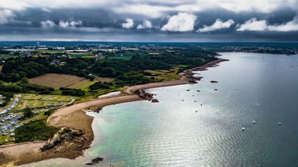 Fototapeta premium Point Of L'Arcouest Near Brehat Island, Ile de Brehat, In The English Channel At The Coast of Brittany In France