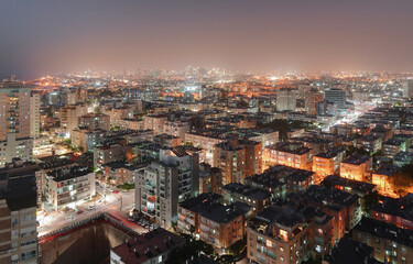 Fototapeta na wymiar Bat Yam, Tel Aviv, Israel, night aerial view of the city