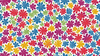 Fototapeta na wymiar Patrón de Flores de Colores, IA Generativa