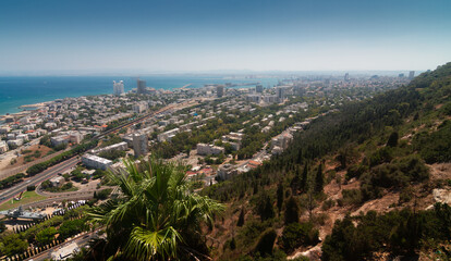 Haifa city panorama, top view, Israel