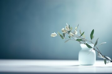 Simple porcelain flower vase background image. AI generated