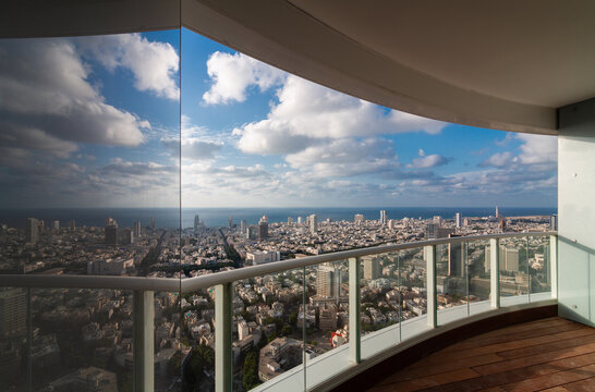 Tel Aviv View From The Balcony Of A New Apartment On A High Floor