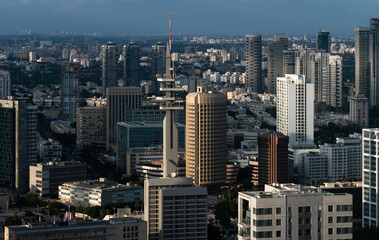 Fototapeta na wymiar Tel Aviv architecture. Dense building in Israel downtown