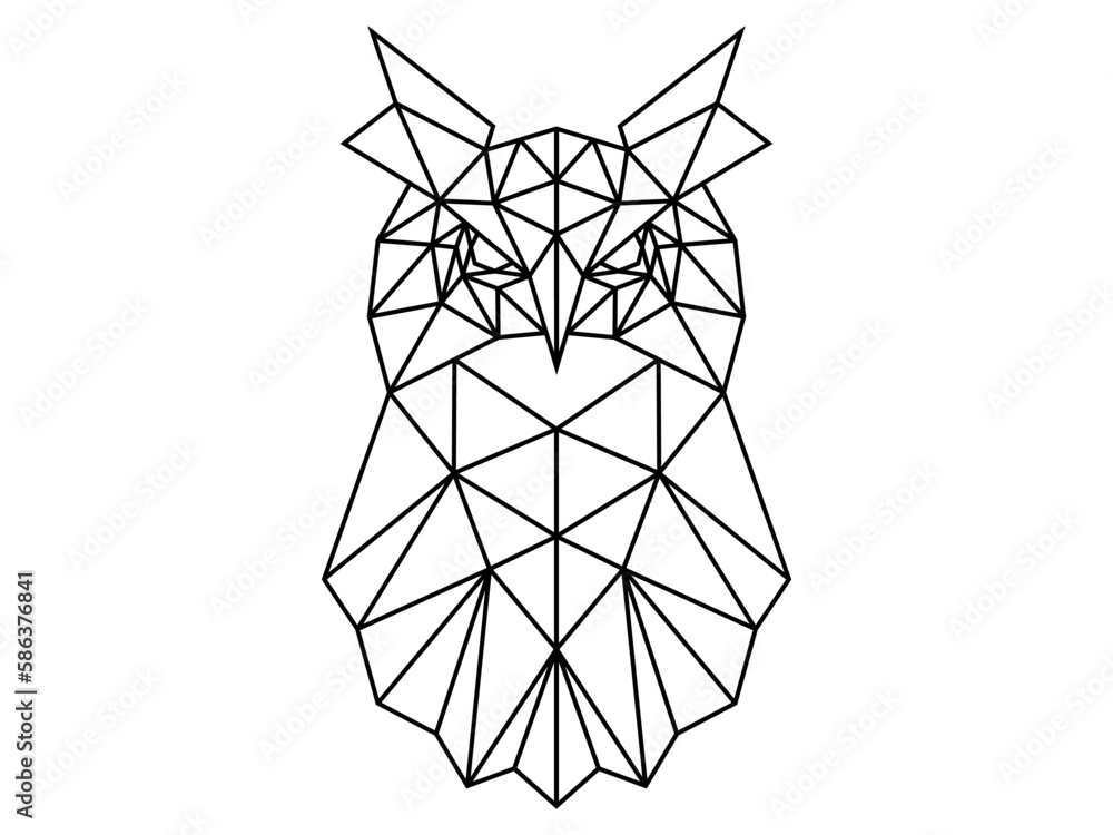 Wall mural ilustration line of owl polygonal style