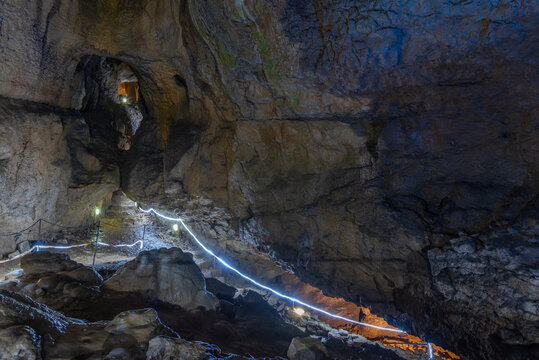 Interior of Bacho Kiro cave in Bulgaria