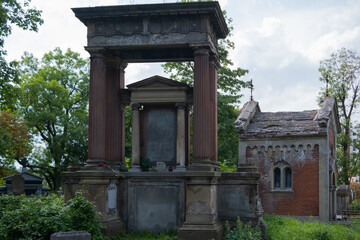 Graves and monuments at Lychakiv Cemetery, Lviv, Ukraine