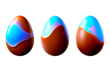 set of isolated chocolate colorful easter eggs