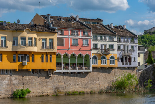 Houses in the Bulgarian city Lovech built along the Osam river