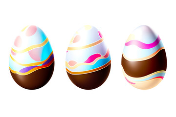 set of isolated chocolate colorful easter eggs