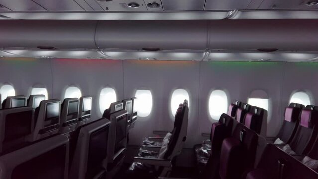Luxury plane empty interior passenger cabin