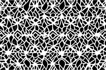Watercolor Geometric Pattern. Picture of Symmetry.  Black Bohemian ink effect paint. Neon White Artistic Psychedelic Geo. - generative ai