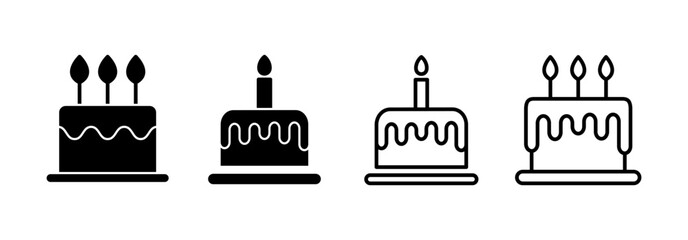 Cake icon vector for web and mobile app. Cake sign and symbol. Birthday cake icon