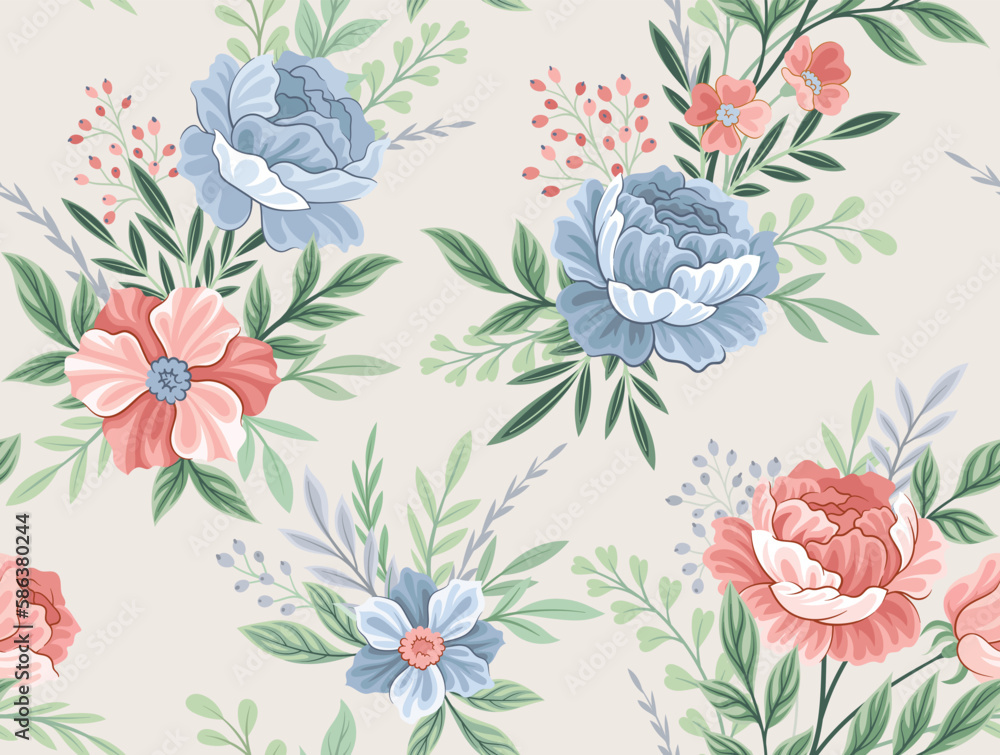 Aufkleber vintage flower seamless pattern. repeating design element for printing on fabric. floristics and bot