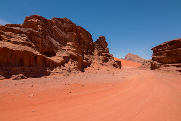 The landscape of Wadi Rum desert, Jordan