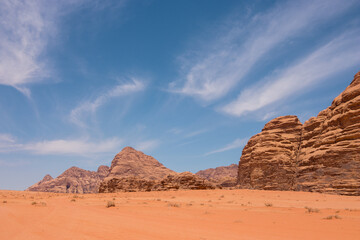 Fototapeta na wymiar The landscape of Wadi Rum desert, Jordan