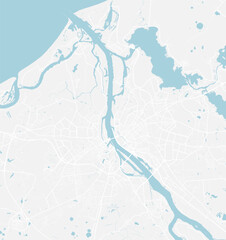 Editable vector street map of Riga city, Latvia. Vector illustration.
