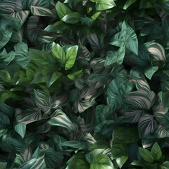 Fototapeta na wymiar seamless background with tropical leaves Monstera and Banana leaves