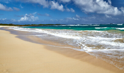 Shore Break waves on a Tropical Beach