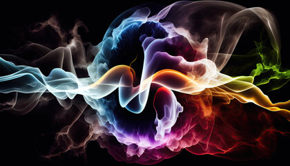 colorful abstract waves of smoke - by generative ai