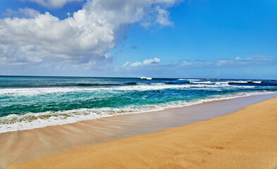 Shore Break waves on a Tropical Beach