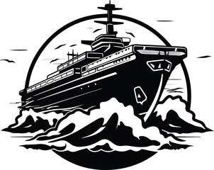 Aircraft Carrier Logo Monochrome Design Style
