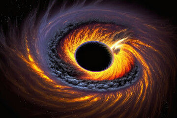 interstellar space nebula forms around a black hole created with Generative AI technology