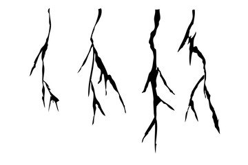 vector hand draw sketch, cracked background, set 4 isolated on white