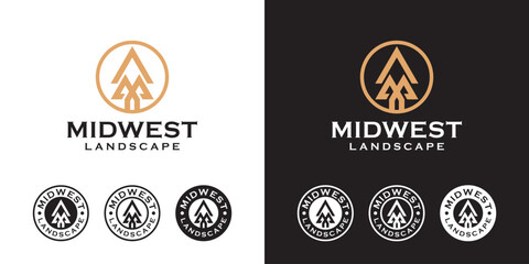 Midwest Landscape Logo 1. Pine Tree and Letter M