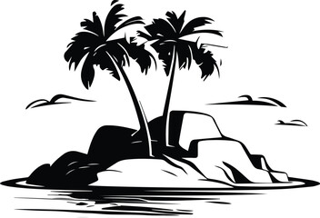 Island Logo Monochrome Design Style
 - obrazy, fototapety, plakaty