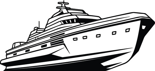 Luxury Yacht Logo Monochrome Design Style
 - obrazy, fototapety, plakaty
