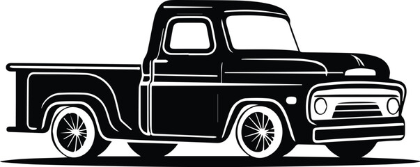 Pickup Truck Logo Monochrome Design Style
 - obrazy, fototapety, plakaty