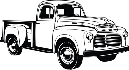 Pickup Truck Logo Monochrome Design Style
 - obrazy, fototapety, plakaty