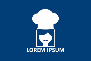 Woman chef logo template design vector