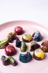 Modern luxury handmade colorful bonbon chocolates