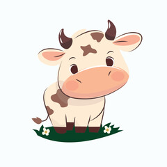 cow . cute cow vector illustration. farm animals