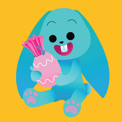 vector illustration easter bunny with chocolate egg