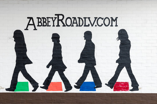 signage of the beatles crossing the Abbey road in Las Vegas, Fremont street
