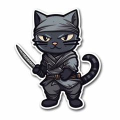 Ninja Cat Sticker, Created with generative AI